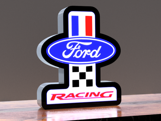ford racing v3 led lightbox remixed by mfdesigns3d art signs & logos 3d print model - Mito3D