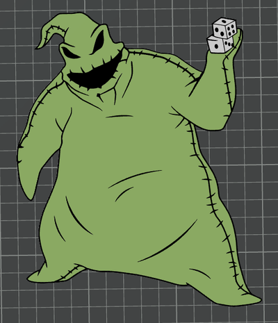 oogie boogie ams pronto by arte 2d multicolore orrore helloween 3d print model - Mito3D