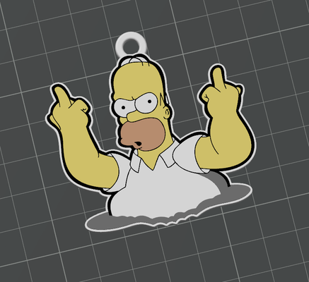 homer fu k by carlson arte 2d simpson simpsons chave chaveiro porta chaves porra acessório 3d print model - Mito3D