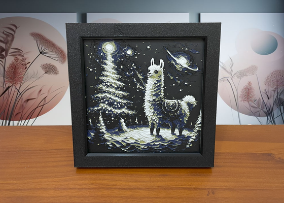 christmas fantasy 2 - alpaca by mailiou household festivities 2023 ball tree art artwork hueforge thanksgiving gift 3d print model - Mito3D
