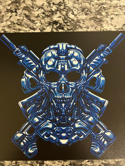 skull guns hueforge print by houston713texan art 2d 3d print model - Mito3D
