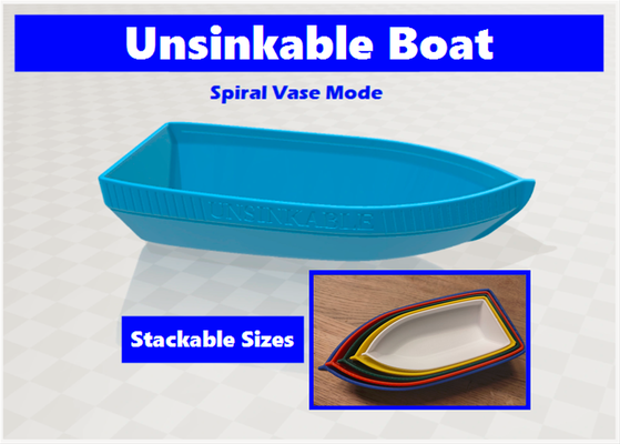 unsinkable boat - spiral vase mode by bambam design toys & games ship unsink schiff boot unsinkbar air chamber toy water play swimming pool river benchy 3d print model - Mito3D