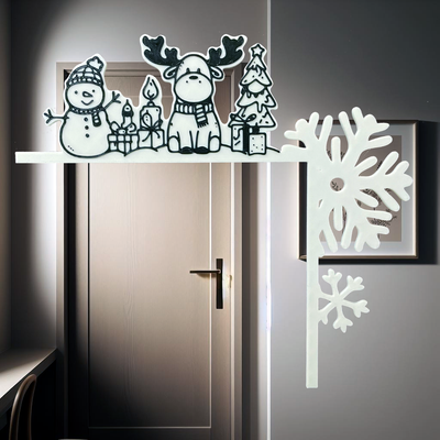 puerta esquina navidad by correo iou casa festividades 2023 decoración hogar arte snow copo nieve alce monigote árbol regalo 3d print model - Mito3D