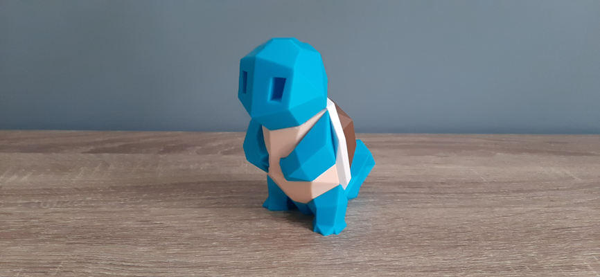 low-poly squirtle - 200 multipart color 10 cm tall remixed by kroeskoppie toys & games characters pokemon nintendo pokeball lowpoly miniature 3d print model - Mito3D