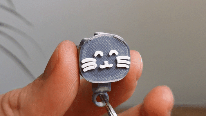 mini vuelta gato orejas llavero by tomodesigns miniaturas animales lindo impresión fácil 3d print model - Mito3D