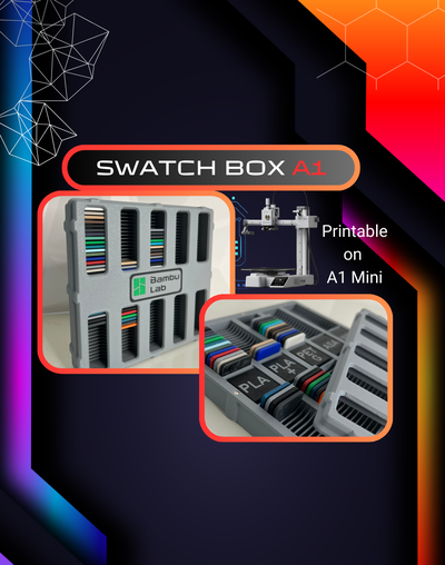 swatch box a1 by aesth3tix 3d printer accessories swatchbox a1mini bambu bambulab multicolor p1 x1 accesories series mini lab ams solo max accessory sample holder rugged canvas 3d print model - Mito3D