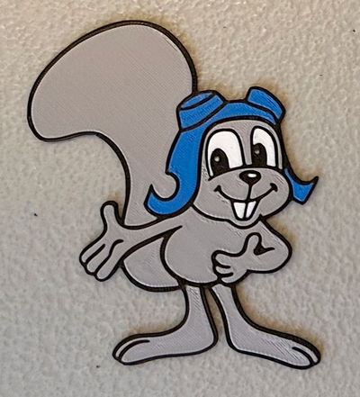 multicolor rocky flying squirrel magnet by wotfan art 2d bullwinkle 3d print model - Mito3D
