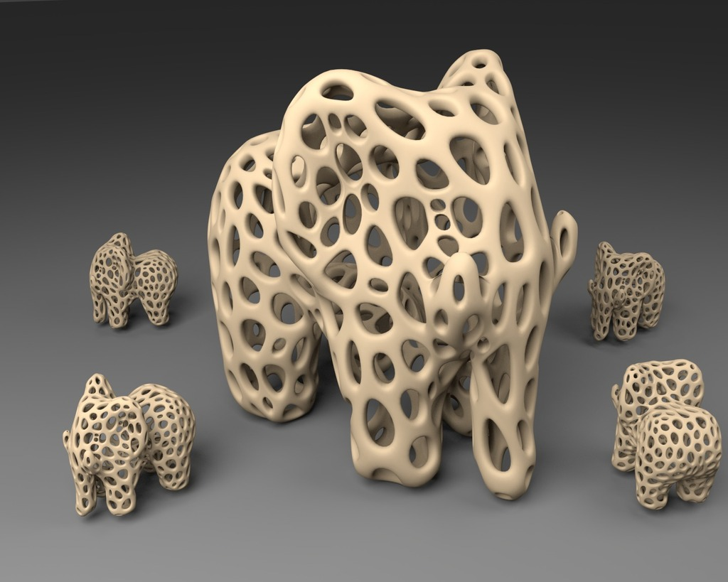 elefant voronoi stil neu gemischt by pathfinder ant kunst modelle 3D print model - Mito3D