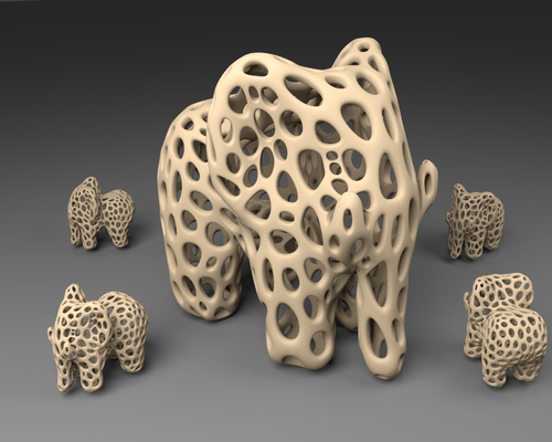 elephant - voronoi style remixed by pathfinderant art models 3d print model - Mito3D