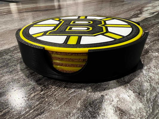 boston bruins coaster set by newfoundprints household decor hockey nhl sports coasterset coasterholder 3d print model - Mito3D