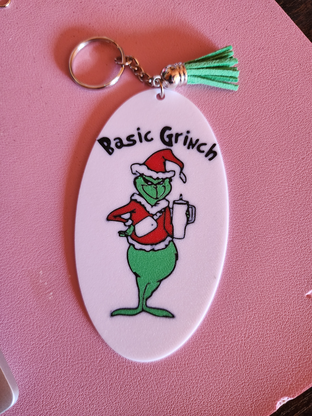 basic grinch keychain by picture it household festivities christmas key chain holiday gift grinchmas 3D print model - Mito3D