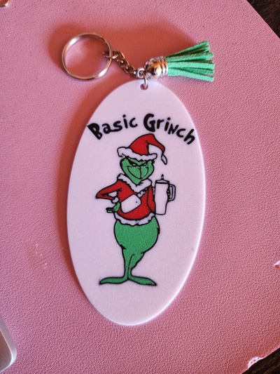 basic grinch keychain by picture it household festivities christmas key chain holiday gift grinchmas 3d print model - Mito3D