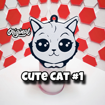 lindo gato llavero 1 by tiroplasto 3d arte moneda insignias gatos dulce fácil 3d print model - Mito3D