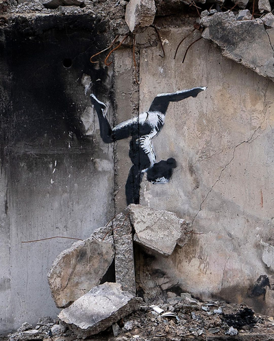 banksy - gymnast hueforge remixed by isamatic art models banksyart 3d print model - Mito3D