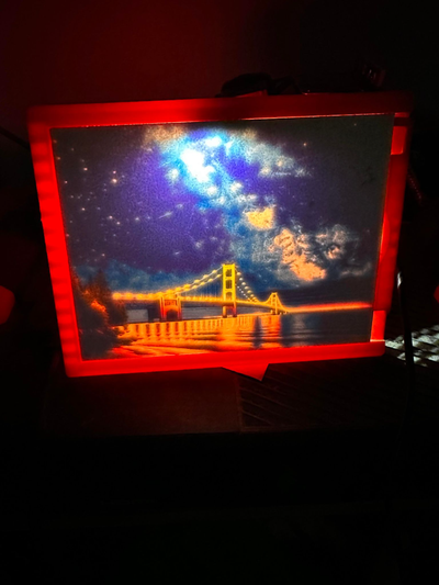 mackinac bridge night lithophane by nates print shop household decor colorful lightbox michigan bronode 3d print model - Mito3D