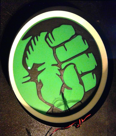 casco hulk lámpara difusor remezclado by láser negro arte 2d 3d print model - Mito3D