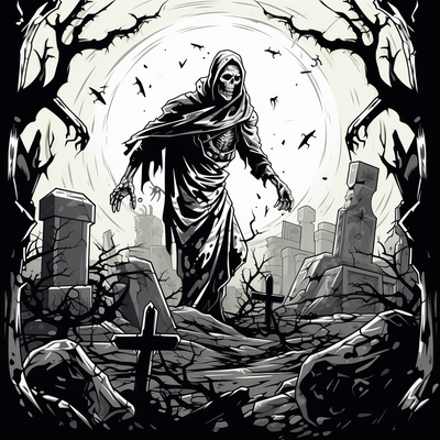 esqueleto in cemitério forja chapéus by arco arte 2d bruxas 2024 matizado ams multicolorido horror 3d print model - Mito3D