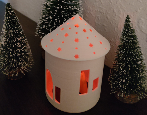 christmas series hut by g w household festivities 2023 xmas x'mas decor decoration light led candle tealight tea 3d print model - Mito3D