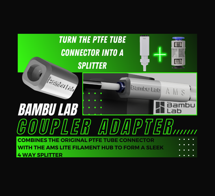 bambu lab coupler adapter splitter mod by aesth3tix 3d printer parts y-splitter p1p p1s x1 ptfe hub pneumatic ams accessories a1 filament tube connector accessory tool 3d print model - Mito3D