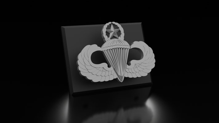 master parachutist badge jump wings floating sign by hangardesigns art signs & logos military army parachute airborne infantry armed forces united states 3d print model - Mito3D