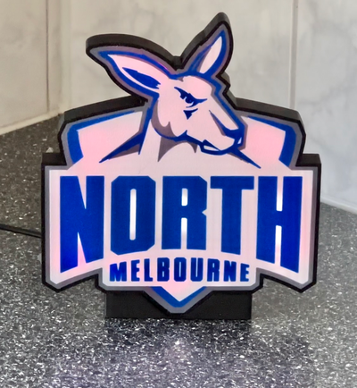north melbourne kangaroos lightbox by jgmaher art signs & logos afl kangaroo 3d print model - Mito3D