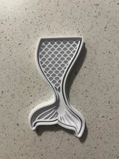 mermaid tail cookie cutter stamp by bean eating cookies hobby & diy cutters debosser 3d print model - Mito3D