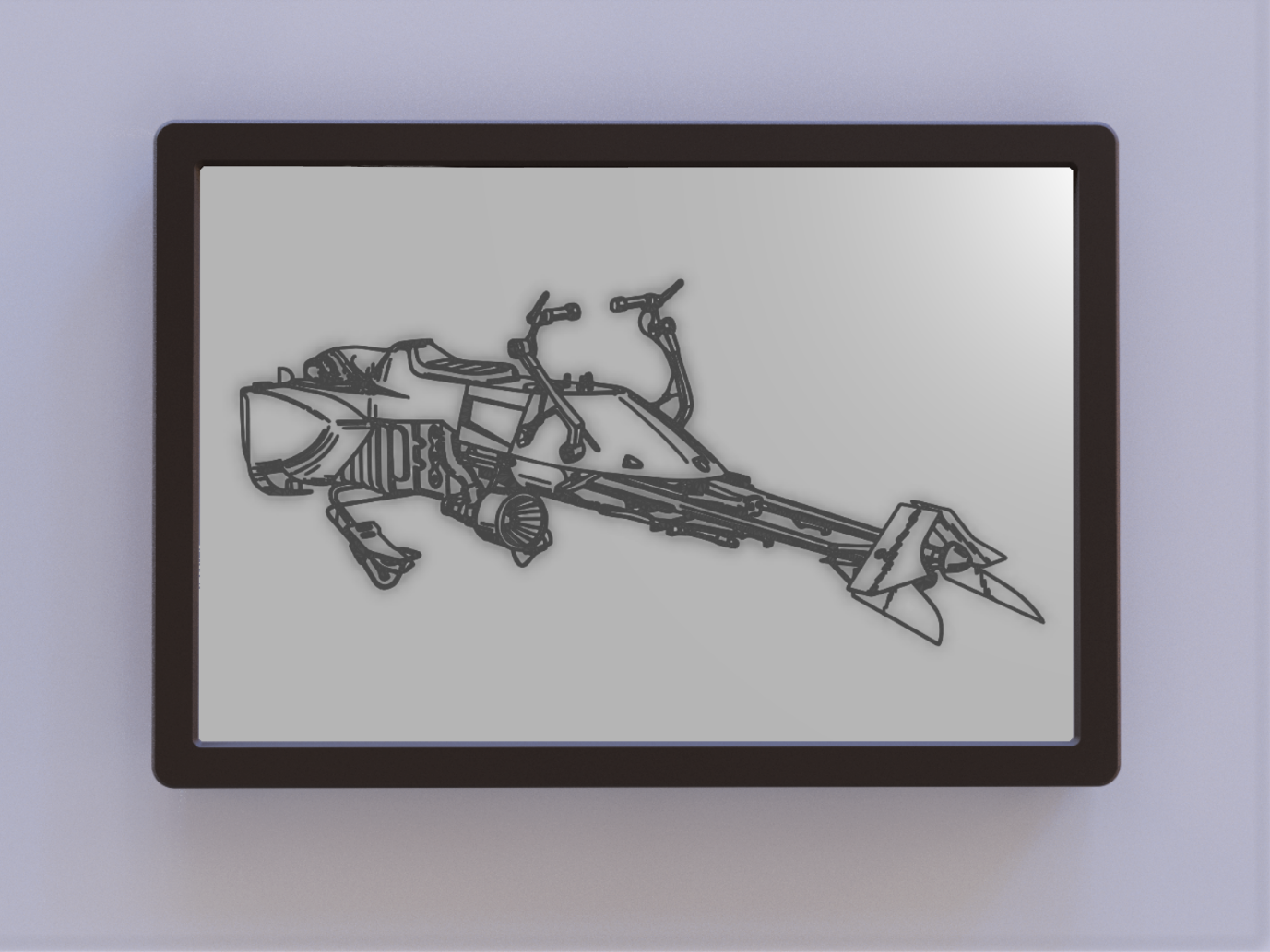 star wars speeder bike patent art by ken mills 2d 3D print model - Mito3D