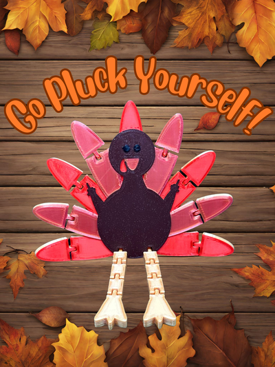 rude flexi turkey by pink 3dp toys & games thanksgiving middlefinger 3d print model - Mito3D