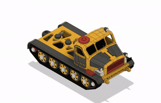 amarillo artillería tractor chasis by negro jack pasatiempo bricolaje diy vehiculos camión tanque automotor ejército militar thingiverse 3d print model - Mito3D