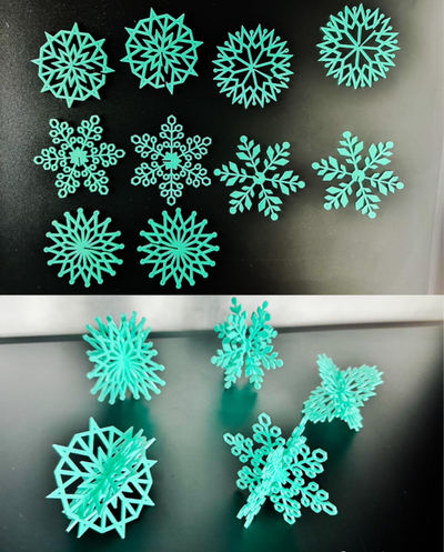 3d snowflake set 5 pack by black glovz household festivities christmas 2023 ball balls snow collection earrings snowflakes decoration ornament santa claus tree p1p p1s x1c ams riser tube clamp adapter light led ghost keychain 3d print model - Mito3D