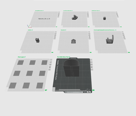 calibrazione stampe collezione by thor3d 3d stampante test modelli panchina cubo calicat cavo piramide aio ritrazione trasudato 3d print model - Mito3D