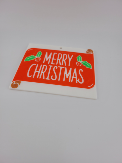 merry christmas logo tag 80x70x2mm by iulian3d 3d printer accessories 2023 cookie print ghift 3d print model - Mito3D