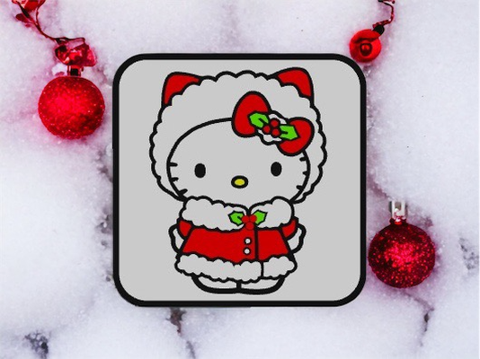 weihnachten kitty leuchtkasten by liebe druckt kunst modelle niedlich bogen band efeu stechpalme winter jacke mädchen licht lichtbox hut santa geschenk 3d print model - Mito3D