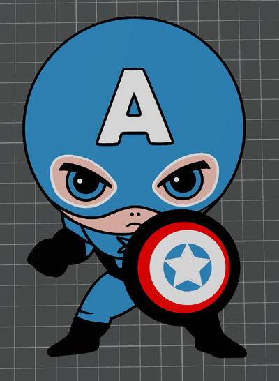 captain america - avengers ams ready by ben art 2d multicolour 3d print model - Mito3D