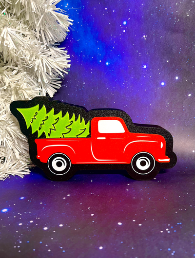 christmas tree truck led light box by 3dimension customs household decor 2023 lightbox holiday decoration 3d print model - Mito3D