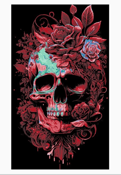 skull & roses by crazyfilament art signs logos ams multicolor mmu hue forge 3d print model - Mito3D