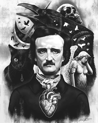 edgar allan poe wall art hueforge filament painting by 3d prints week 2d halloween multicolor sign home man cave game room book ams color swap raven iconic black white 3d print model - Mito3D