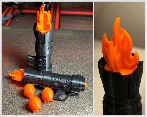 rocket launcher toy - flames remixed by linkdesigns toys & games rocketlauncher 3d print model - Mito3D