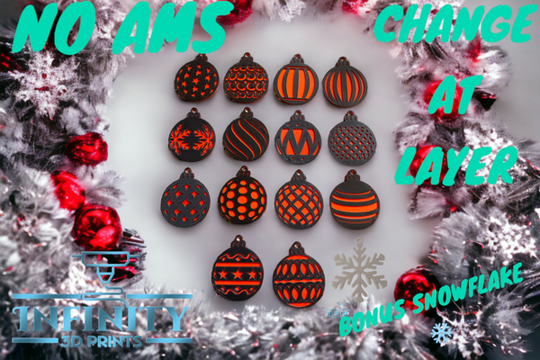 christmas ball pack by infinity 3d prints art coin & badges balls ornament hanger east no ams quick 2 color 3d print model - Mito3D