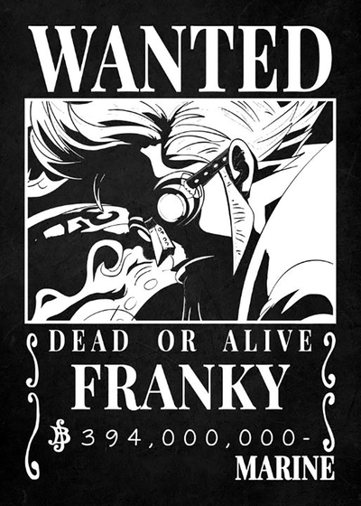one piece franky wanted poster multicolor by 3d prints week art 2d onepiece luffy nami zorro chopper anime manga sign wall ams filament painting hue forge hueforge 3d print model - Mito3D
