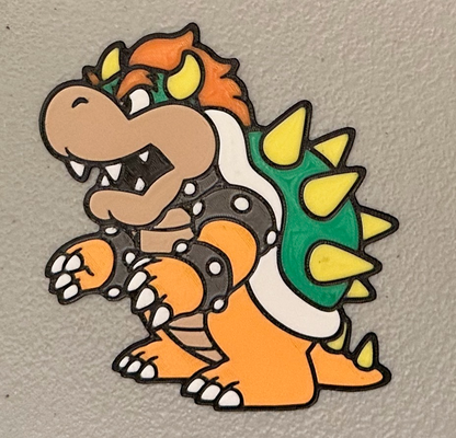 mehrfarbig bowser magnet by wow kunst 2d mario 3d print model - Mito3D
