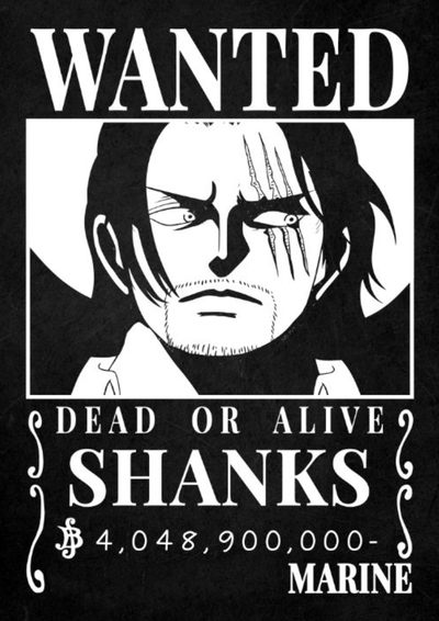 one piece wanted poster shanks by 3d prints week art 2d luffy anime manga wall man cave game room hueforge sign multicolor 3d print model - Mito3D