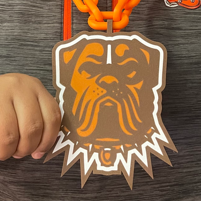 browns dawg pound pendant led compatible by kimbrosilverbackfit art signs & logos nfl light necklace 3d print model - Mito3D