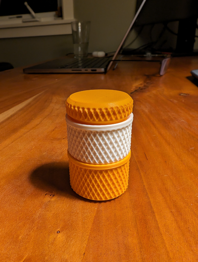 knurled stackable pill case by davedandeneau tools organizers pillbox storage 3d print model - Mito3D