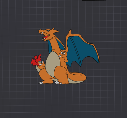 charizard 2d parete arte by anthony 323 pokemon 3mf ams x1c 3d print model - Mito3D