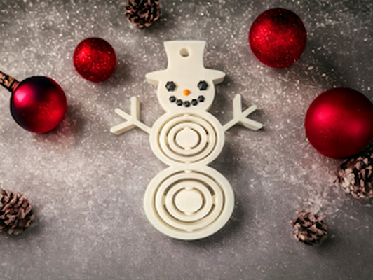 print in place gyroscopic fidget snowman bauble by cruse2382 household festivities gyroid keyring bag clip xmas christmas 3d print model - Mito3D