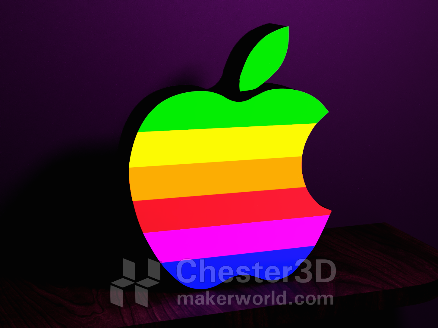 pomme multicolore led boite lumière by chester3d ménage décor leds xbox halloween nintendo a1 pokémon p1s logo ams p1p lampe air pikachu playstation mario décoration noël couleur boîte mini cadeau porte clés anniversaire 2023 multi lampes bande ledbox accueil maison 3D print model - Mito3D