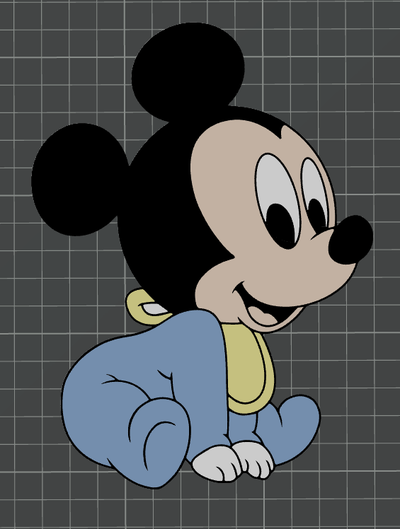 baby mickey mouse - ams ready by ben art 2d multicolour 3d print model - Mito3D