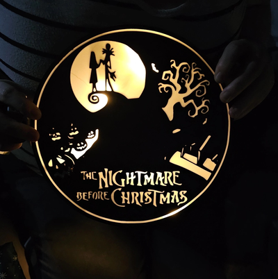 nightmare christmas lightbox by cruse2382 art 2d jack skellington sally tim burton 3d print model - Mito3D