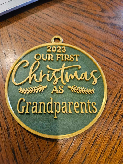 first christmas as grandparents ornament remixed by johnsrestoandfab household festivities 3d print model - Mito3D